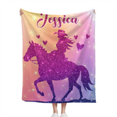 Custom Pink Horse Blanket Gifts with Name